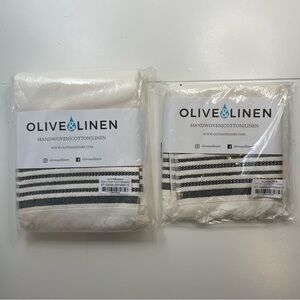 NEW Set Olive & Linen Dash Turkish Beach Towel & hand kitchen Towel SEALED
